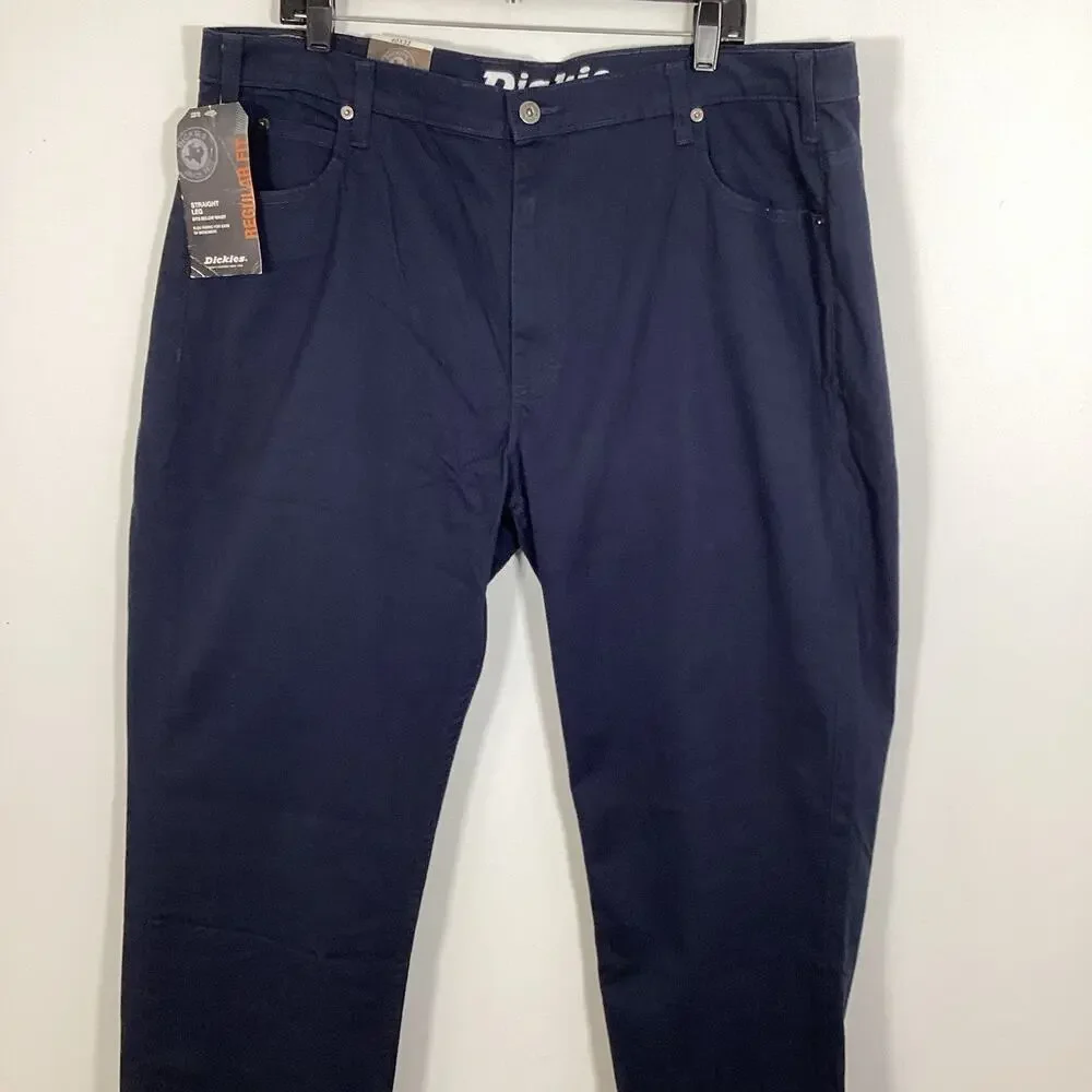 Dickies Mens Flex Regular Fit Straight Leg 40 X 32 Work Duck Pants Navy‎
